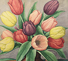 Pretty Vintage 1930s Tulips Watercolour (pg445)